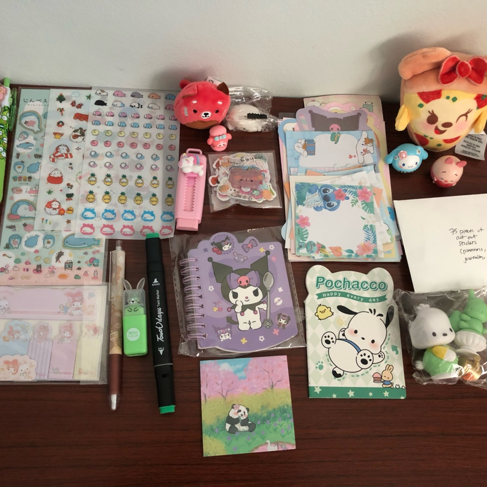 Sanrio San-X Molang Disney Stickers Pens Notebook Sticky Plush Mochi Figures